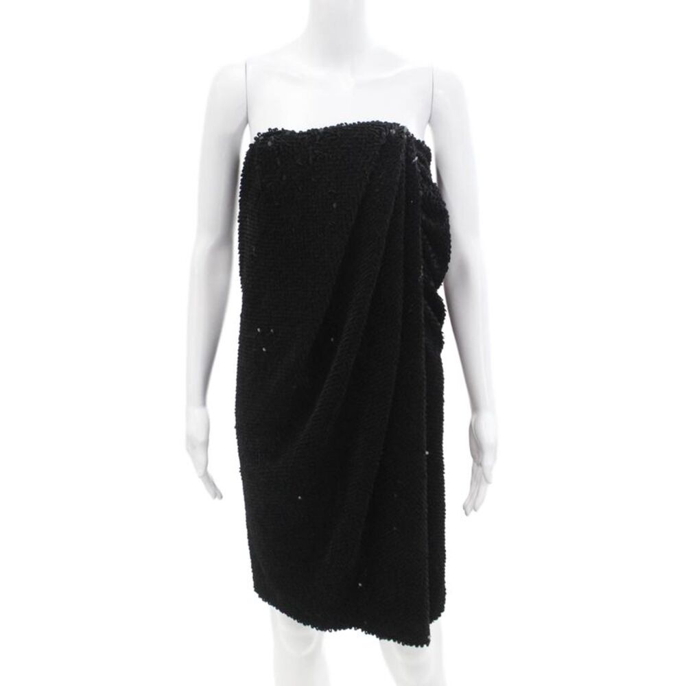 RECTO Womens Velvet Sequin Draped Tube Top Dress - Black Size S